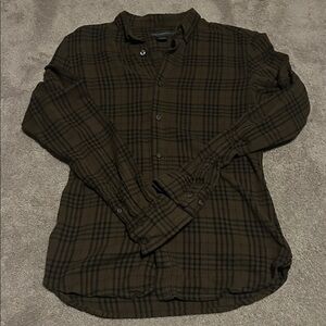 French Connection Brown Plaid Button-Down Shirt